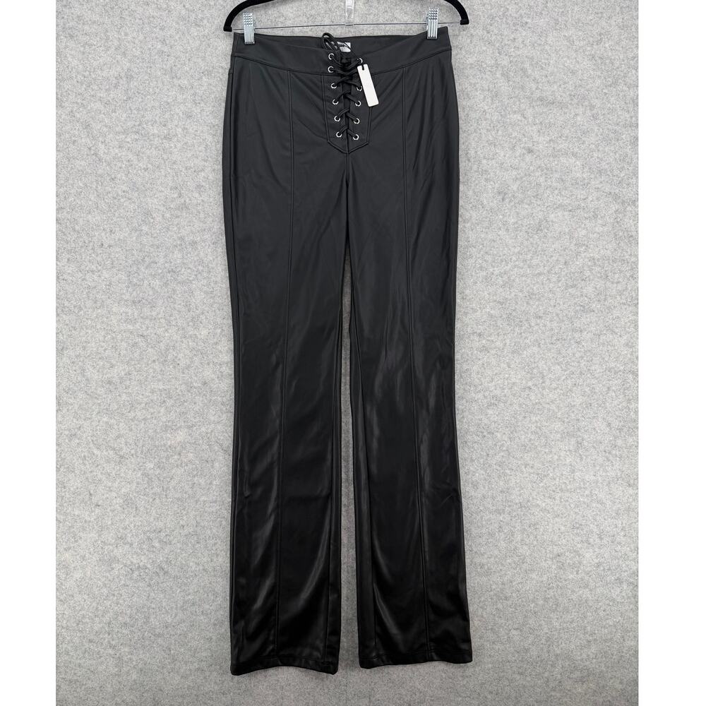 NWT Rumored Black Vegan Leather Straight Shooter Pant Size MEDIUM